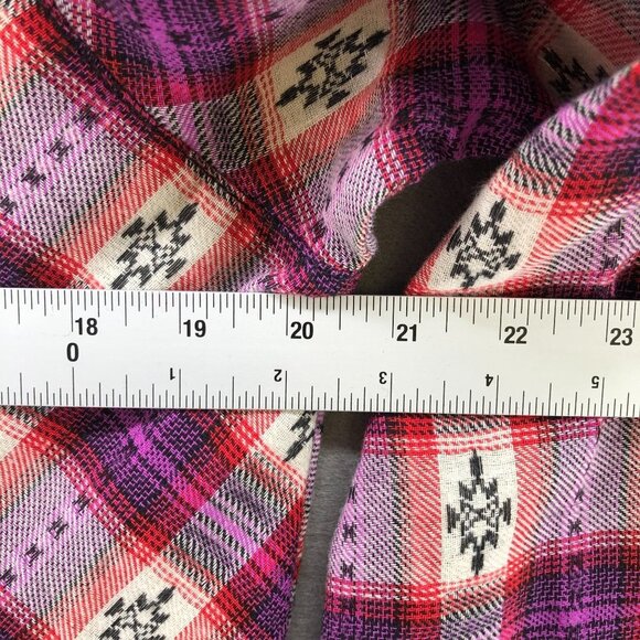 Rock 47 Wrangler Western Shirt Womens M Long Sleeve Pink Plaid Tunic Longline - Picture 11 of 12